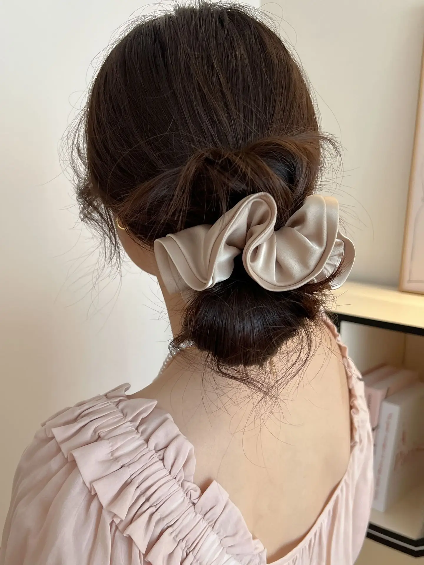 Black Satin French Hair Ring for Women — feature 5