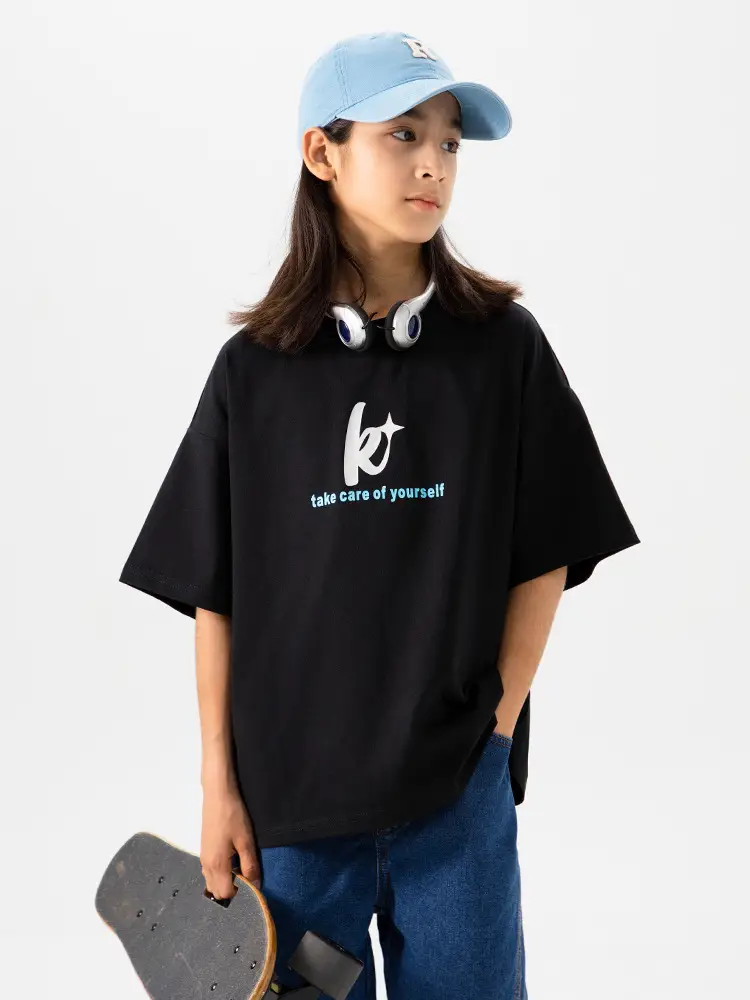 Kids Skateboard Wear Black T-Shirt Blue Shorts Large - Image 9
