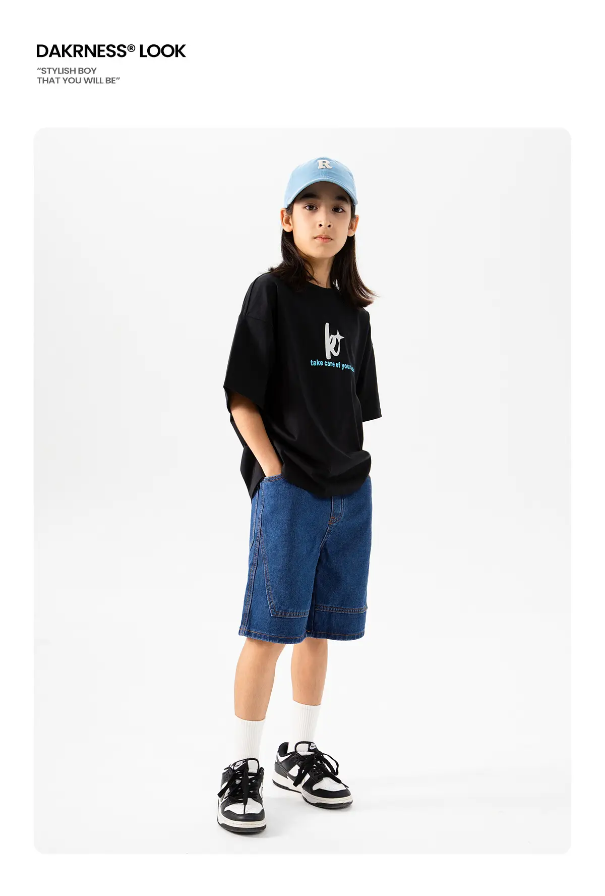 Kids Skateboard Wear Black T-Shirt Blue Shorts Large — feature 16