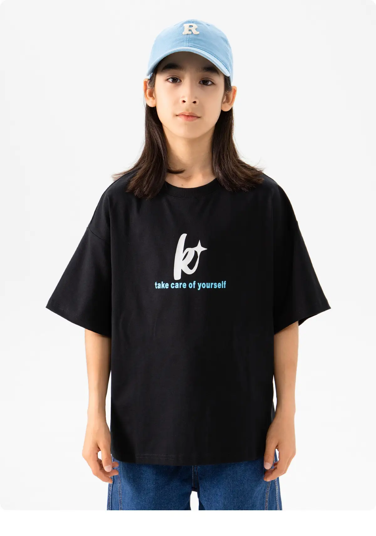 Kids Skateboard Wear Black T-Shirt Blue Shorts Large — feature 19