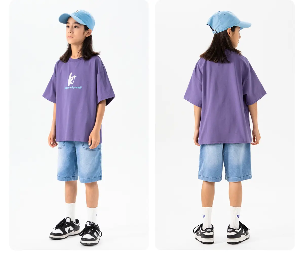 Kids Skateboard Wear Black T-Shirt Blue Shorts Large — feature 23