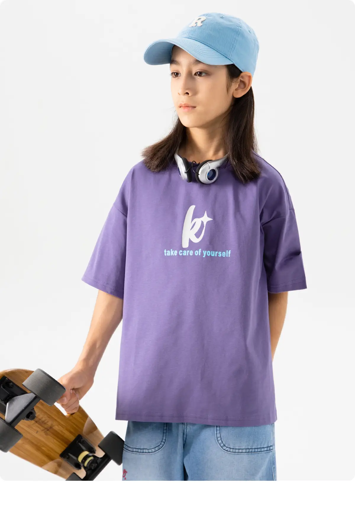 Kids Skateboard Wear Black T-Shirt Blue Shorts Large — feature 24