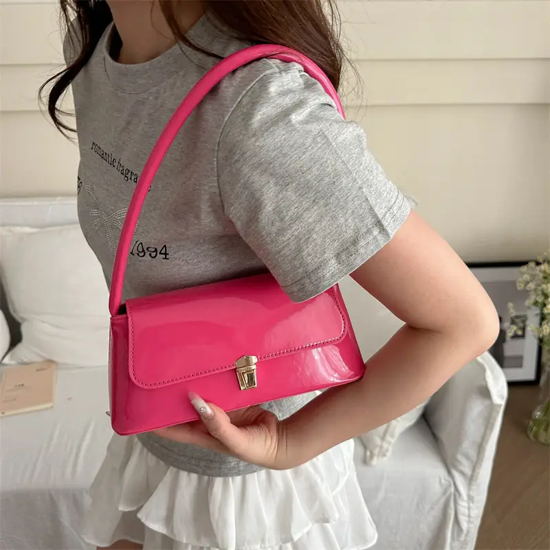 Pink French Niche Textile Shoulder Bag for Women