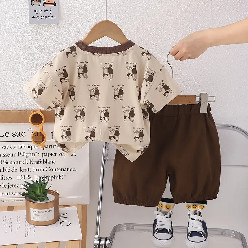 Boy Cotton Printed T-Shirt & Shorts Set Summer Casual - Image 4