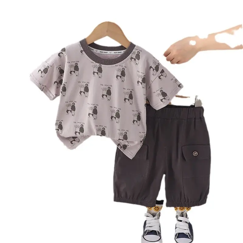 Boy Cotton Printed T-Shirt & Shorts Set Summer Casual - Image 5
