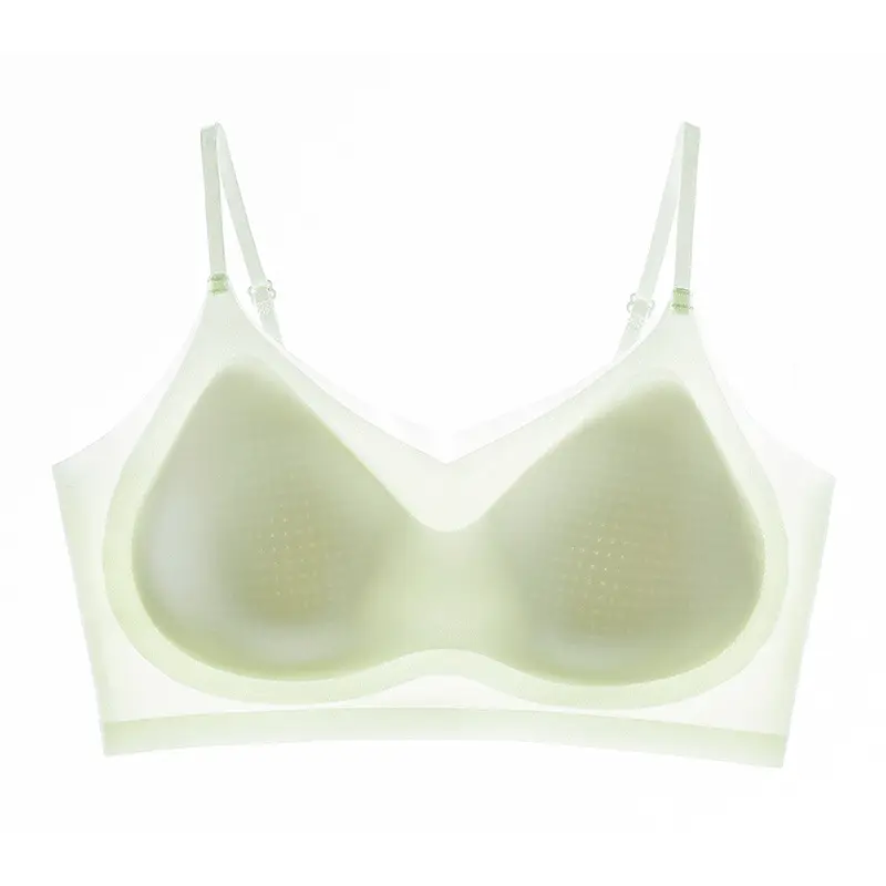 Liquid Foundation Skin Ice Silk Seamless Women's Underwear Ultra-Thin Breathable Fixed Cup Large Bust Minimizing Camisole Beautiful Back Bra