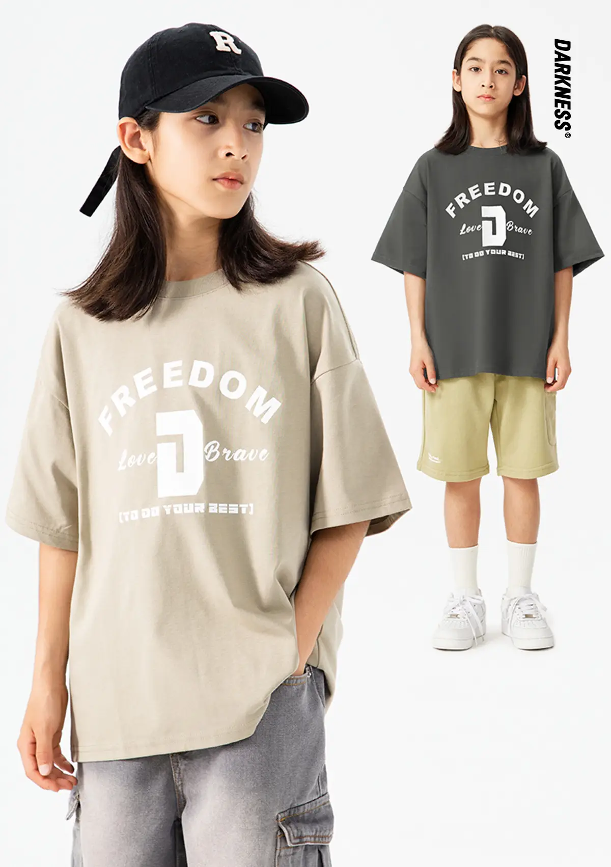 Free Freedom Print T-Shirt for Girls Boys Large — feature 3