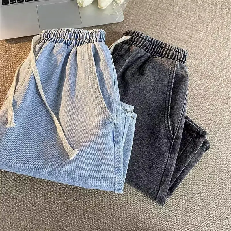 Men Black Elastic Waist Denim Shorts Summer Loose Fit — feature 6