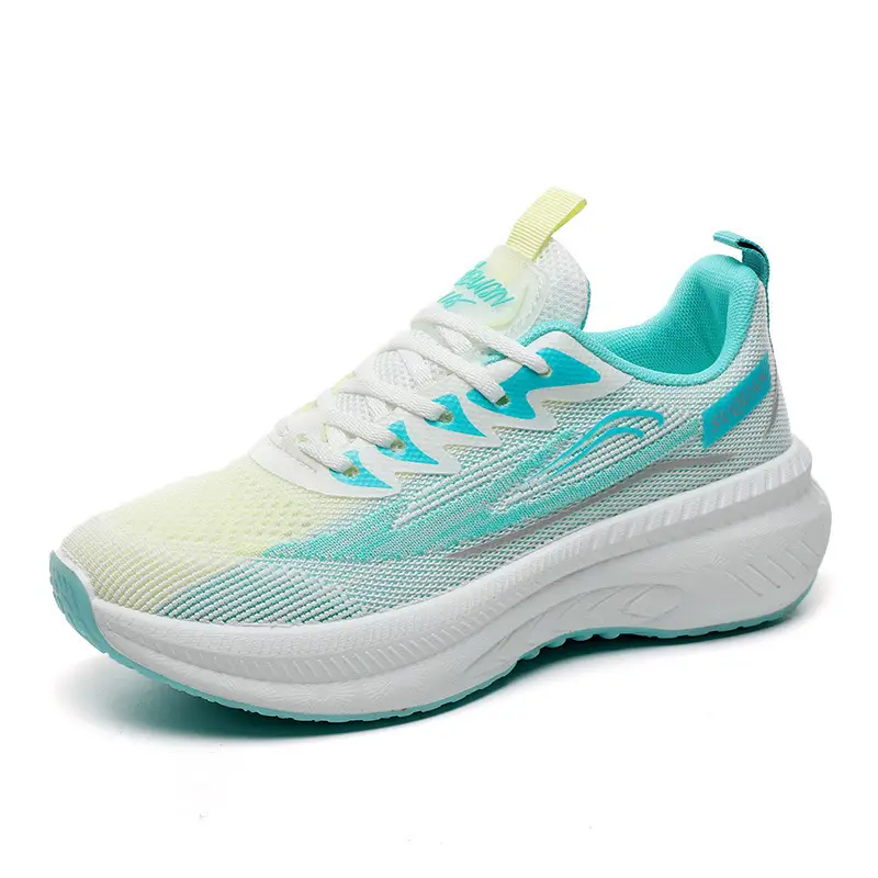 Foreign Trade Wholesale Women's Shoes, Fashionable Autumn Style Fly-Knit Shoes, Thick-Soled Height-Increasing Simple Breathable Women's Sports Shoes