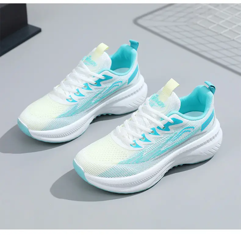 Foreign Trade Wholesale Women's Shoes, Fashionable Autumn Style Fly-Knit Shoes, Thick-Soled Height-Increasing Simple Breathable Women's Sports Shoes — feature 26