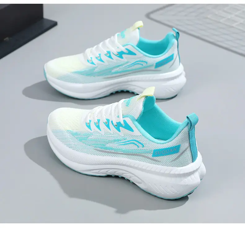 Foreign Trade Wholesale Women's Shoes, Fashionable Autumn Style Fly-Knit Shoes, Thick-Soled Height-Increasing Simple Breathable Women's Sports Shoes — feature 27