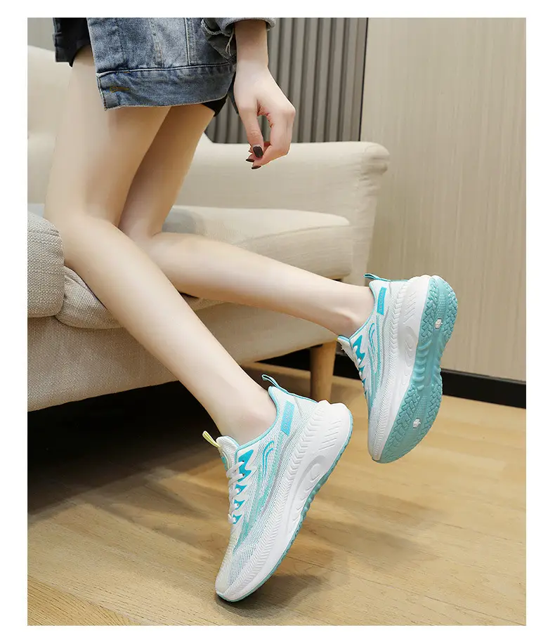 Foreign Trade Wholesale Women's Shoes, Fashionable Autumn Style Fly-Knit Shoes, Thick-Soled Height-Increasing Simple Breathable Women's Sports Shoes — feature 28