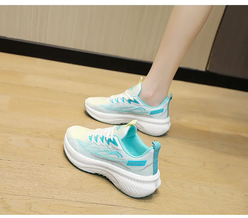 Foreign Trade Wholesale Women's Shoes, Fashionable Autumn Style Fly-Knit Shoes, Thick-Soled Height-Increasing Simple Breathable Women's Sports Shoes — feature 29