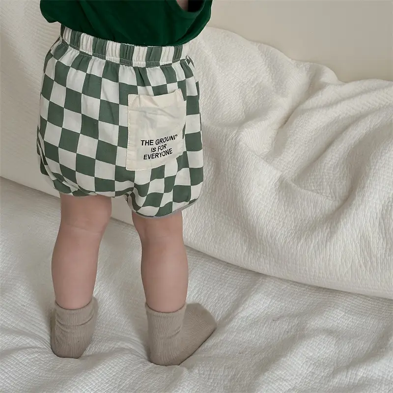 Baby Appreciative Green Checkered Shorts Set