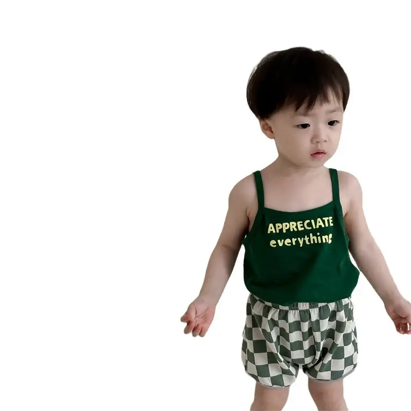 Baby Appreciative Green Checkered Shorts Set