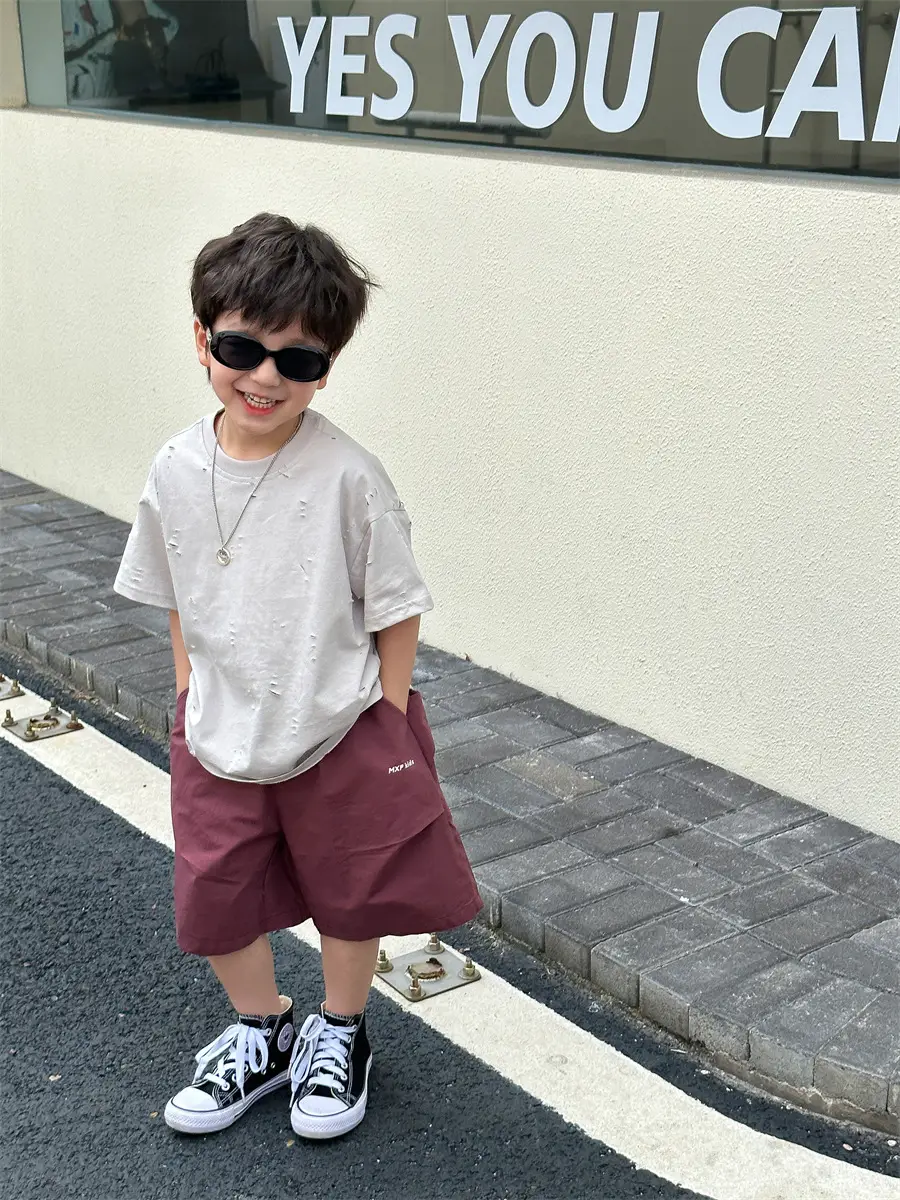 Boys T-Shirt Summer Korean Style Kids Ripped Top 2025 — feature 10