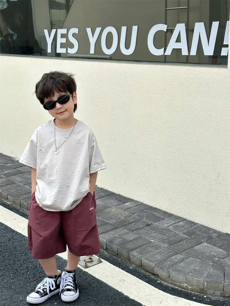 Boys T-Shirt Summer Korean Style Kids Ripped Top 2025 — feature 16