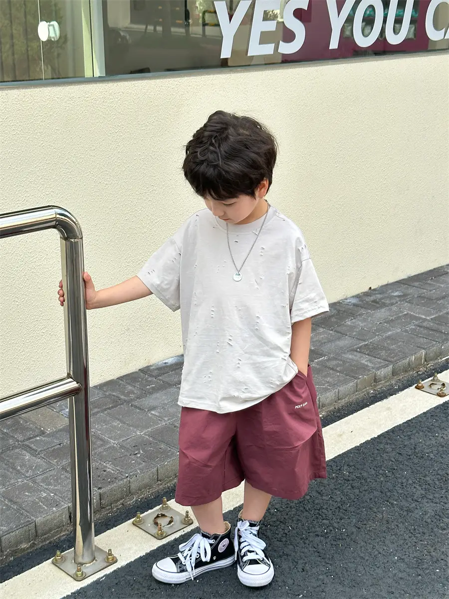 Boys T-Shirt Summer Korean Style Kids Ripped Top 2025 — feature 8