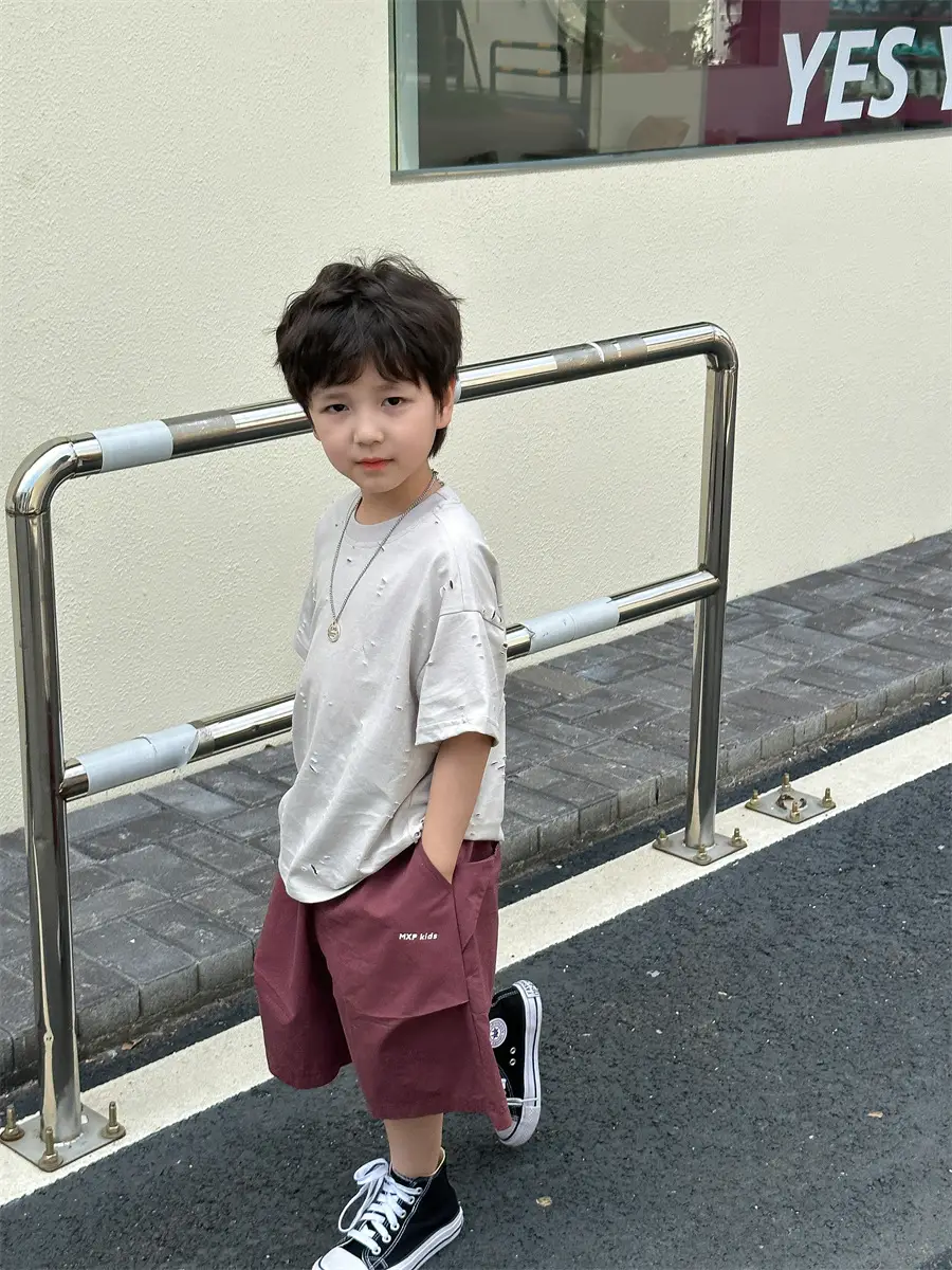 Boys T-Shirt Summer Korean Style Kids Ripped Top 2025 — feature 9