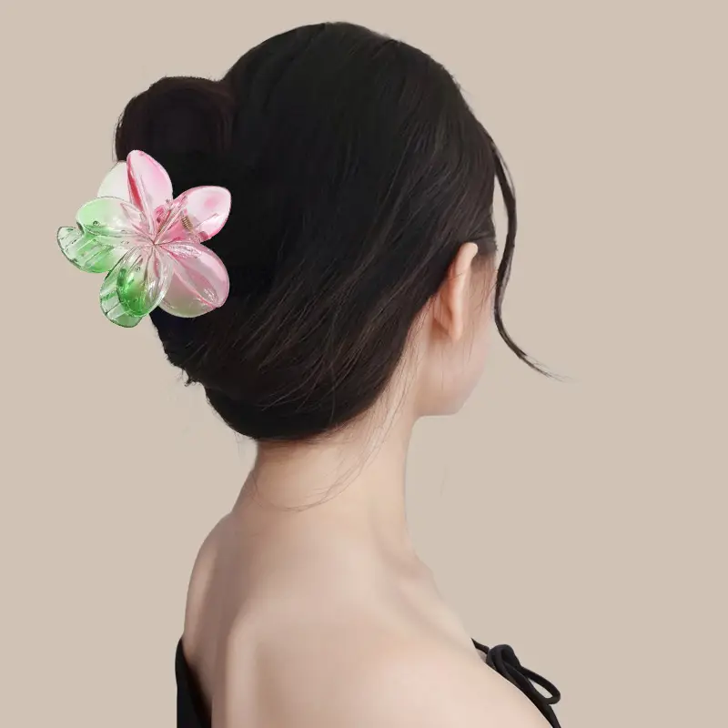 Egg Flower Hairpin Pink Green Gradient Clip - Image 7