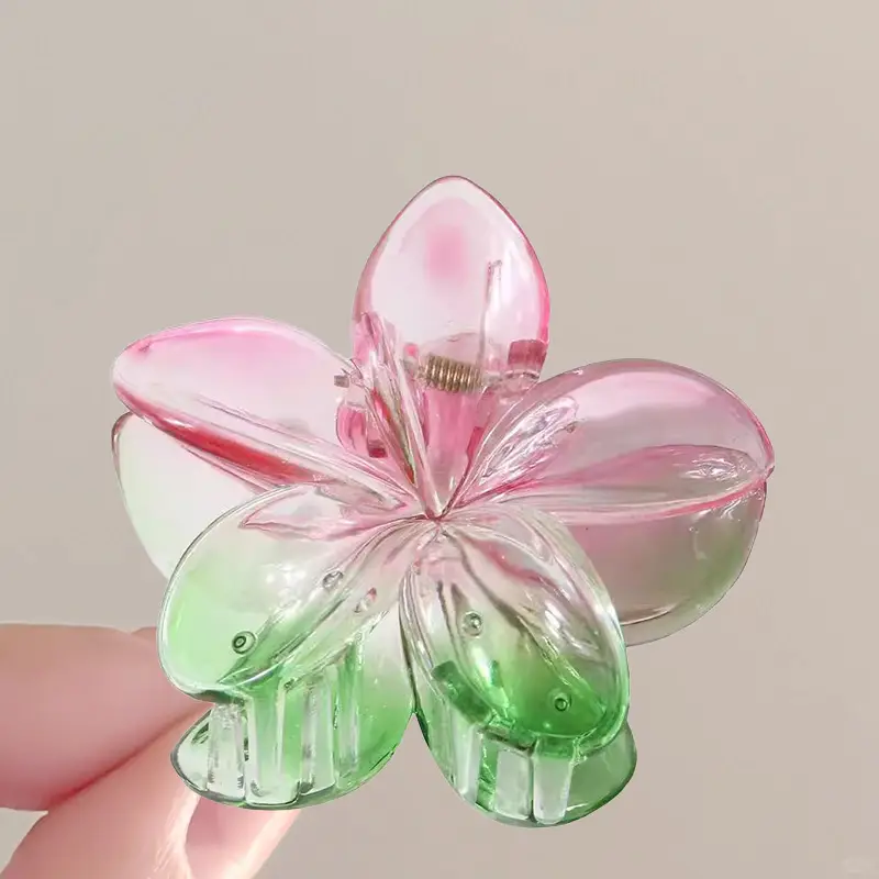 Egg Flower Hairpin Pink Green Gradient Clip - Image 8