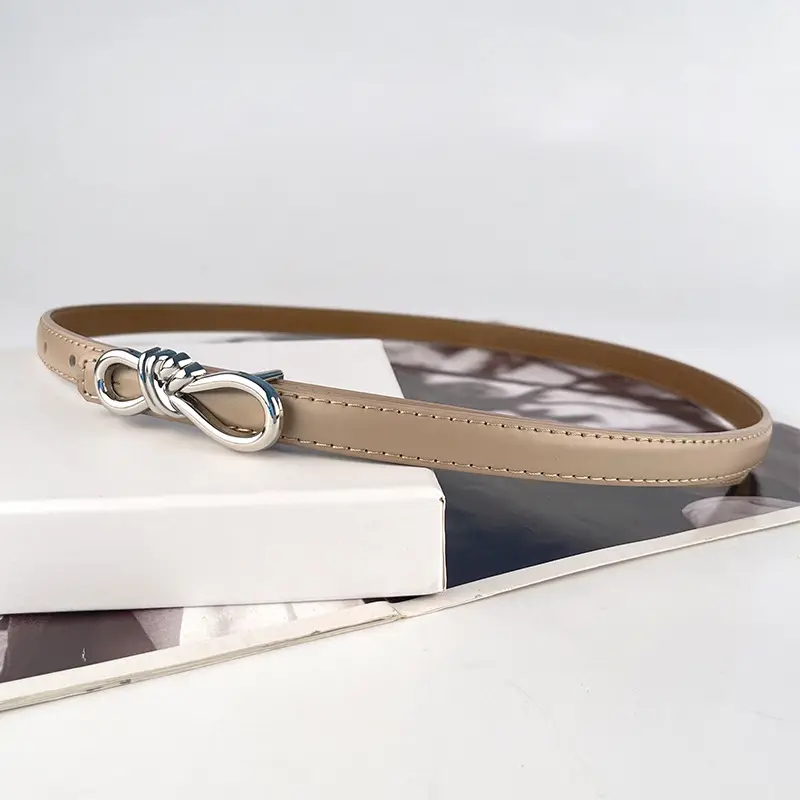Women's Light Purple Genuine Leather Belt with Bow Clasp - Image 30