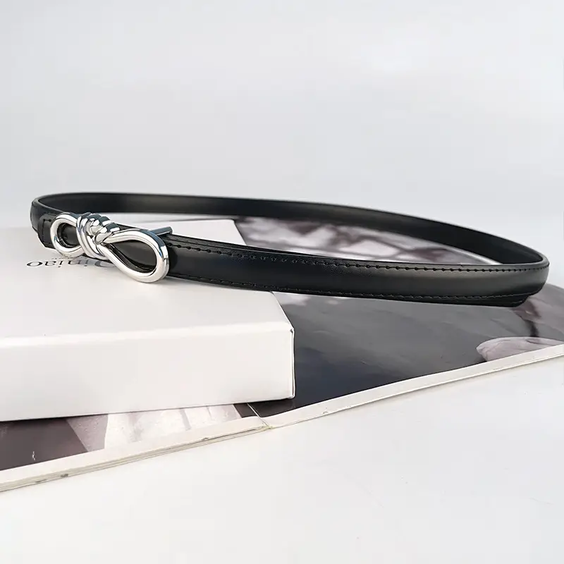 Women's Light Purple Genuine Leather Belt with Bow Clasp - Image 31