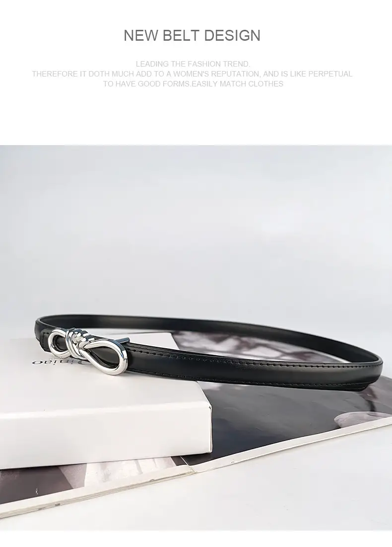 Women's Light Purple Genuine Leather Belt with Bow Clasp — feature 13