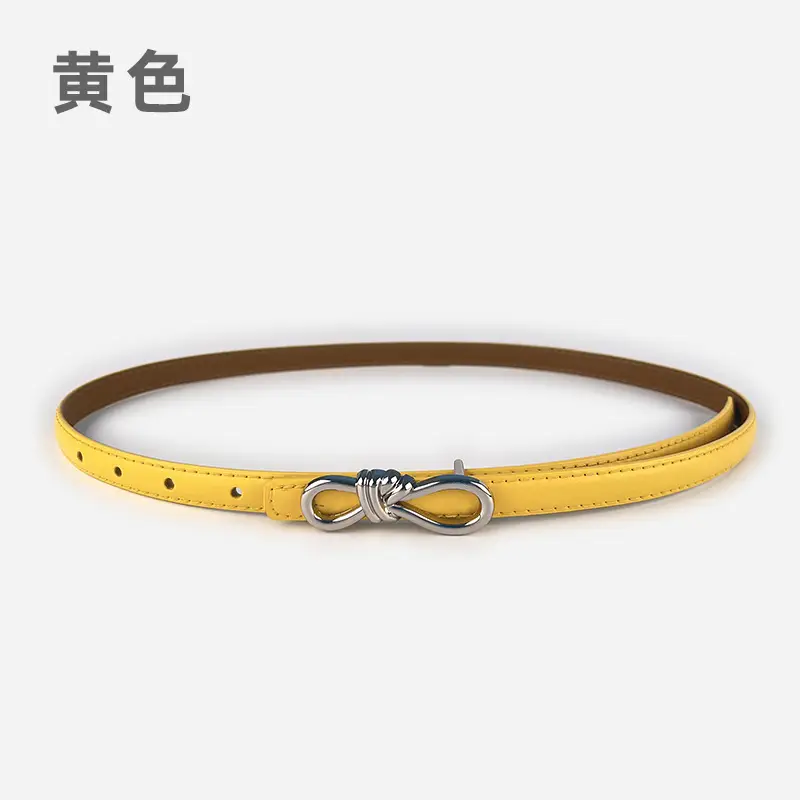 Women's Light Purple Genuine Leather Belt with Bow Clasp - Image 12