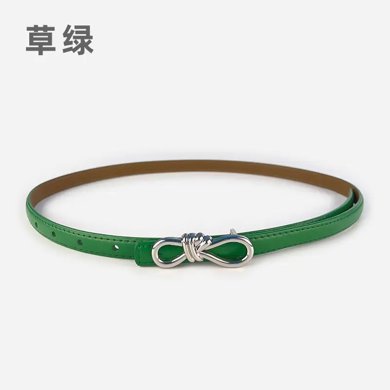 Women's Light Purple Genuine Leather Belt with Bow Clasp - Image 15