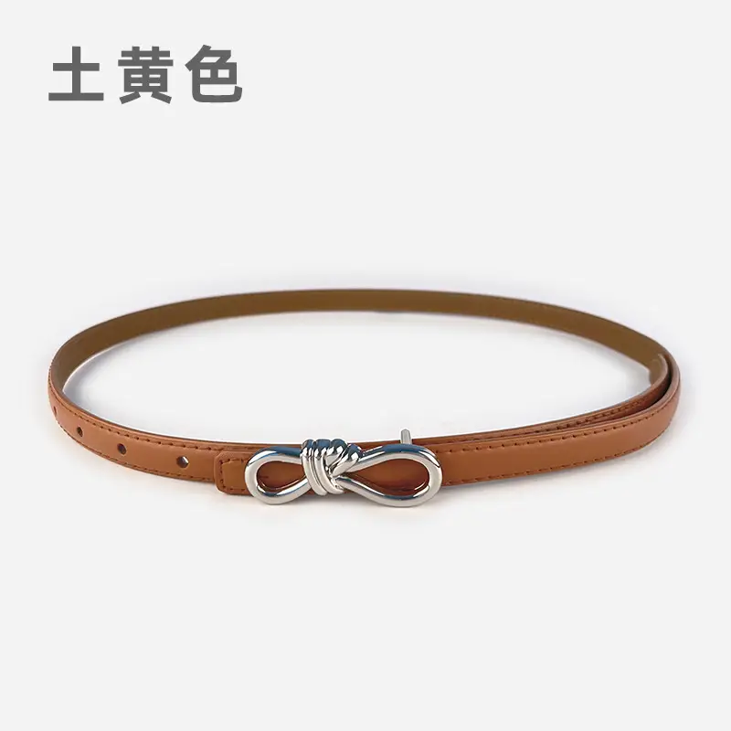 Women's Light Purple Genuine Leather Belt with Bow Clasp - Image 16
