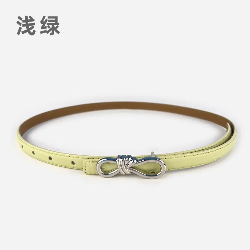 Women's Light Purple Genuine Leather Belt with Bow Clasp - Image 18