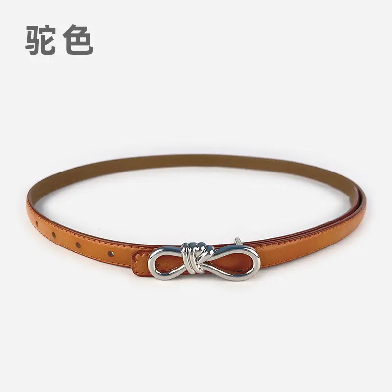 Women's Light Purple Genuine Leather Belt with Bow Clasp - Image 2