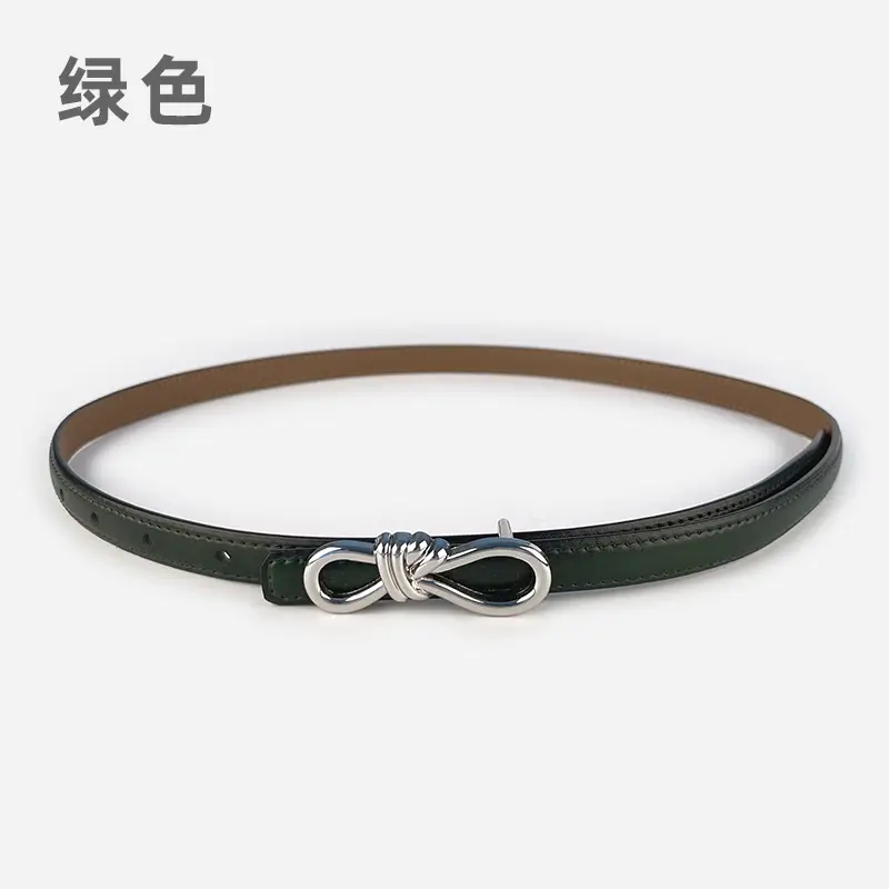 Women's Light Purple Genuine Leather Belt with Bow Clasp - Image 20