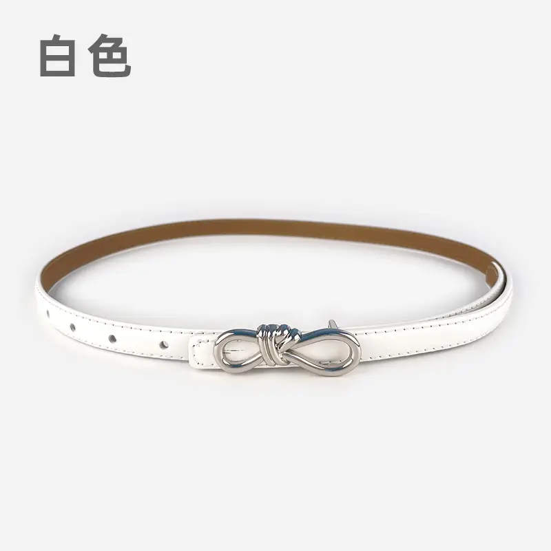 Women's Light Purple Genuine Leather Belt with Bow Clasp - Image 21