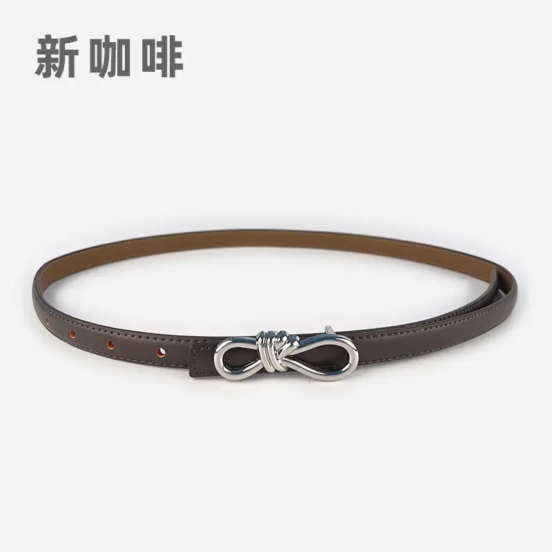 Women's Light Purple Genuine Leather Belt with Bow Clasp - Image 22