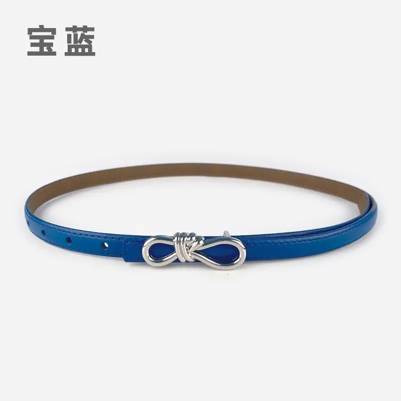 Women's Light Purple Genuine Leather Belt with Bow Clasp - Image 23