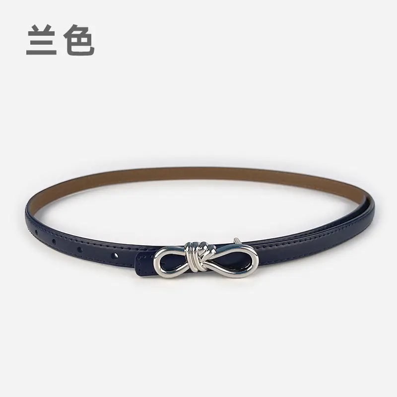 Women's Light Purple Genuine Leather Belt with Bow Clasp - Image 24