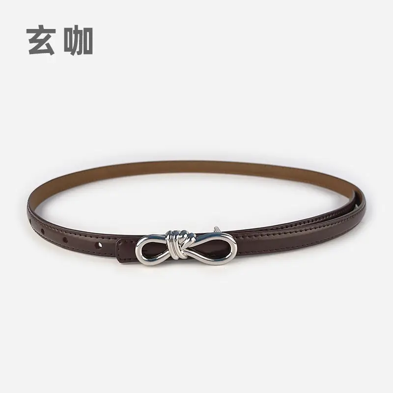 Women's Light Purple Genuine Leather Belt with Bow Clasp - Image 26