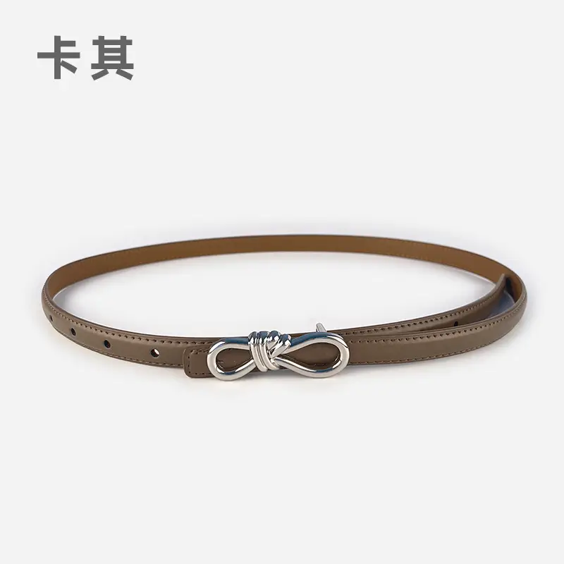 Women's Light Purple Genuine Leather Belt with Bow Clasp - Image 5