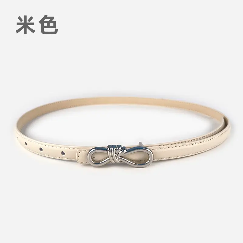 Women's Light Purple Genuine Leather Belt with Bow Clasp - Image 6