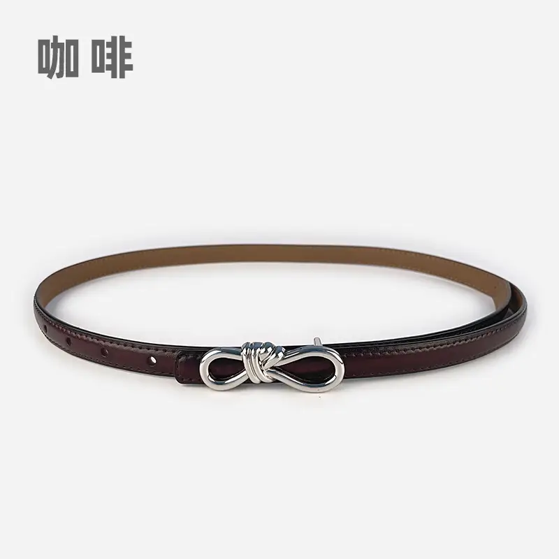 Women's Light Purple Genuine Leather Belt with Bow Clasp - Image 7