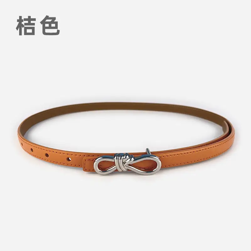 Women's Light Purple Genuine Leather Belt with Bow Clasp - Image 8
