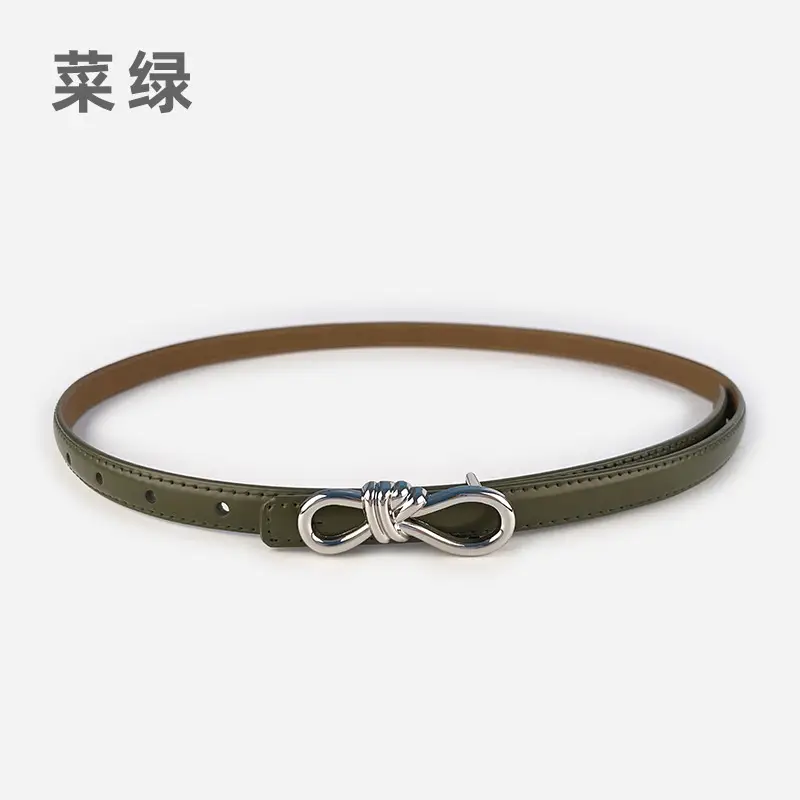 Women's Light Purple Genuine Leather Belt with Bow Clasp - Image 9