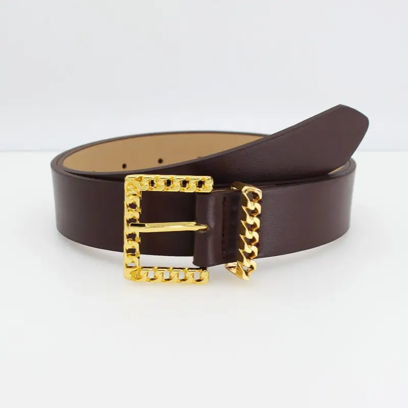 Women's European & American Pin Buckle Belt with Gold Chain - Image 5