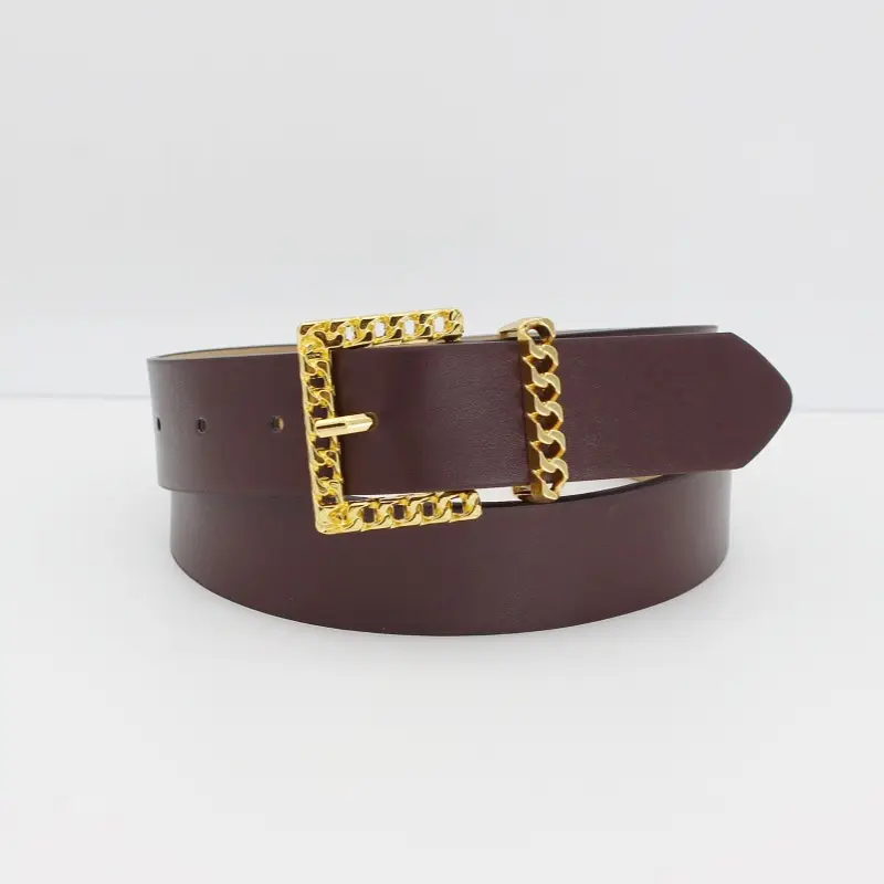 Women's European & American Pin Buckle Belt with Gold Chain - Image 6