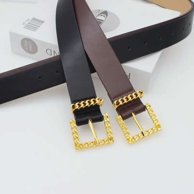 Women's European & American Pin Buckle Belt with Gold Chain - Image 7