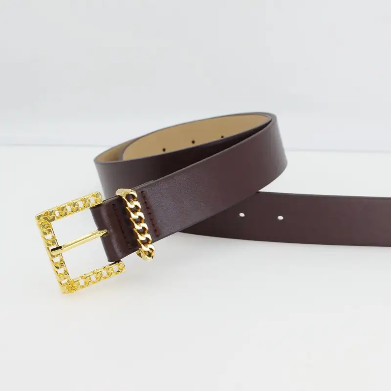 Women's European & American Pin Buckle Belt with Gold Chain - Image 8