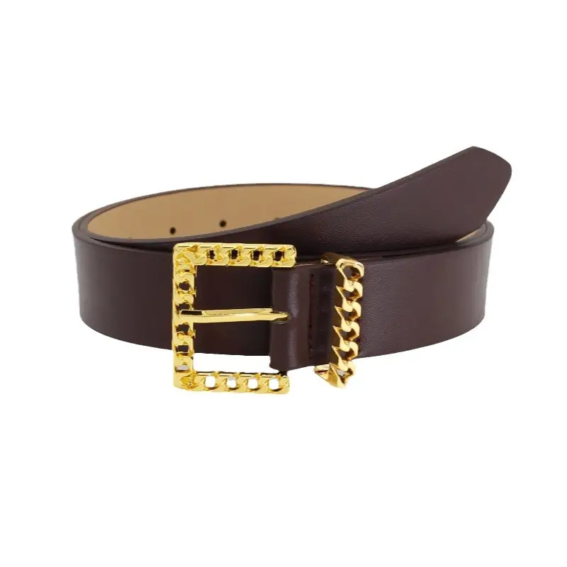 Women's European & American Pin Buckle Belt with Gold Chain - Image 9
