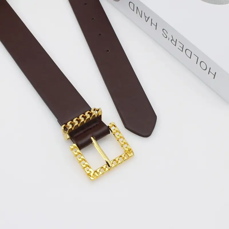 Women's European & American Pin Buckle Belt with Gold Chain — feature 6